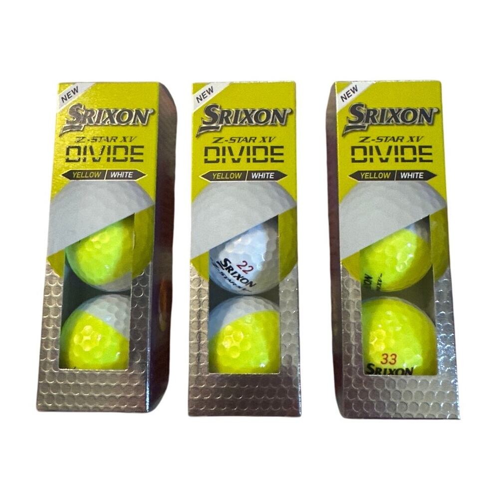 NEW Srixon Z-Star XV Divide Yellow White 3 Golf Balls Sleeve